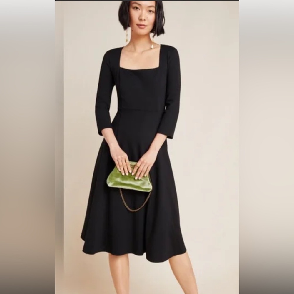 NWOT MAEVE Anthropologie Jocelyn Midi Dress Black/Noir size XS